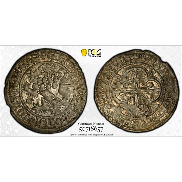 SAXE-MEISSEN: Wilhelm I, 1349-1407, AR groschen, ND (1381-1407), PCGS AU58