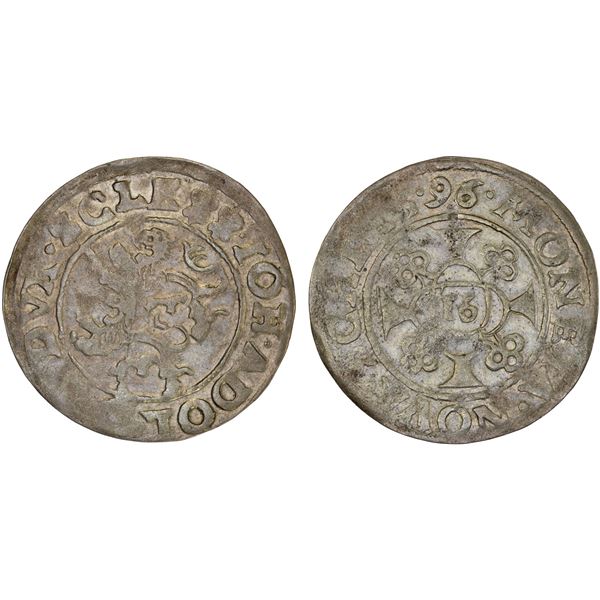 SCHLESWIG-HOLSTEIN-GOTTORP: Johann Adolf, 1590-1616, AR 1/16 thaler (15)96, VF-XF