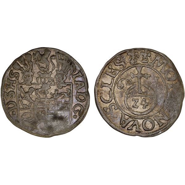 SCHLESWIG-HOLSTEIN-GOTTORP: Johann Adolf, 1590-1616, AR 1/24 thaler (1)601, XF