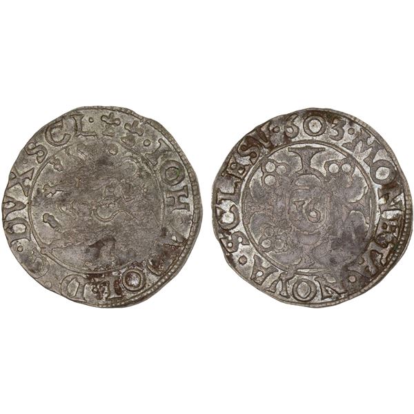SCHLESWIG-HOLSTEIN-GOTTORP: Johann Adolf, 1590-1616, AR 1/16 thaler (1)603, VF-XF