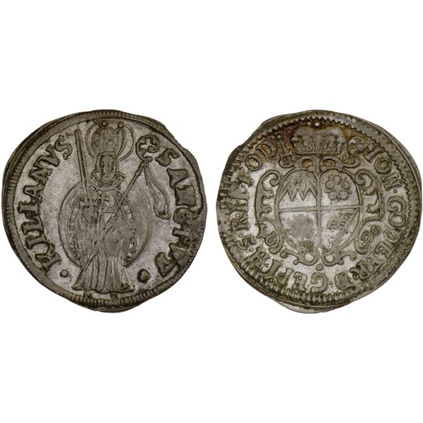 WÜRZBURG: Johann Gottfried II, 1684-1698, AR schilling (8 pfennig), 1690, XF