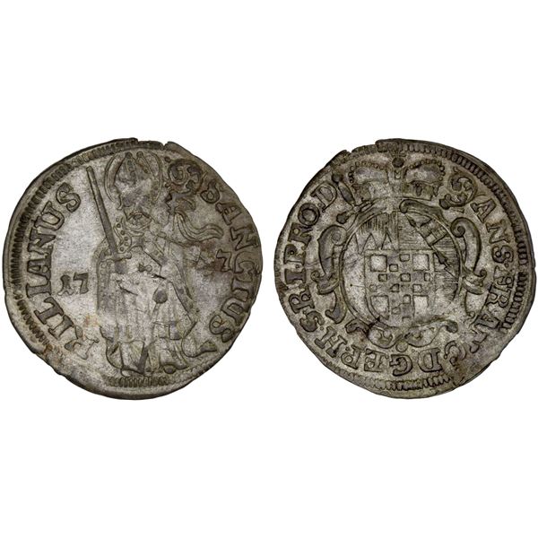 WÜRZBURG: Anselm Franz, 1746-1749, AR schilling (6 neue pfennige), 1747, XF