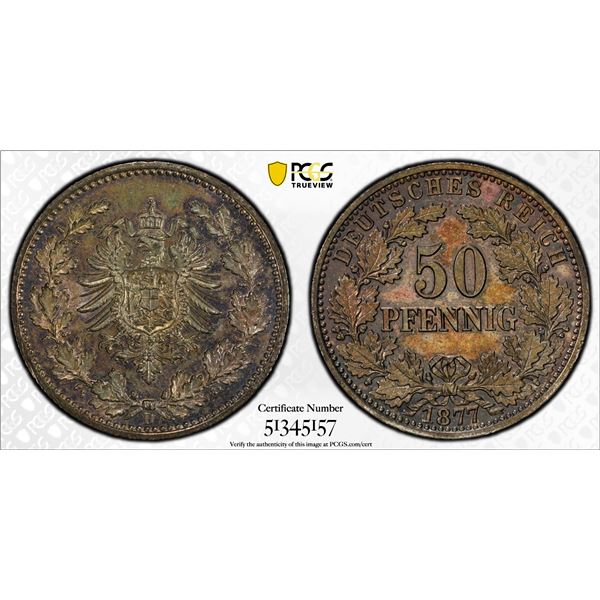 GERMANY: Kaiserreich, AR 50 pfennig, 1877-B, PCGS MS64