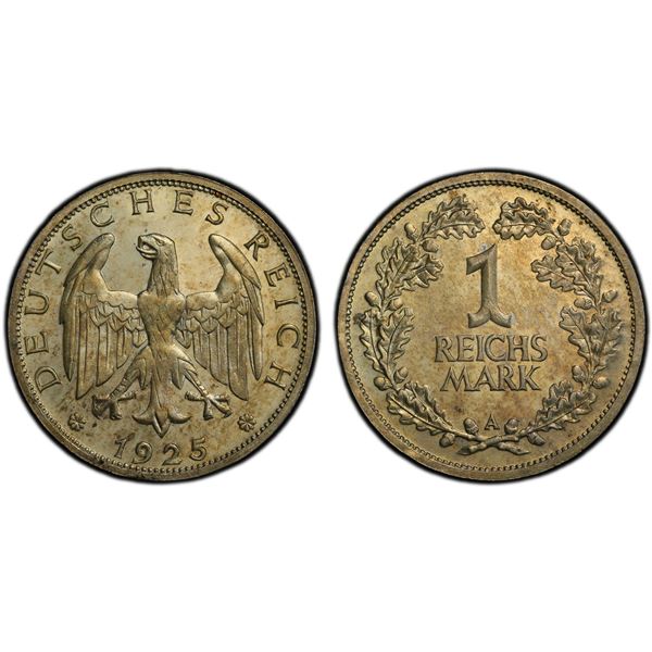 GERMANY: Weimar Republic, AR reichsmark, 1925-A, PCGS Proof 64 CAM