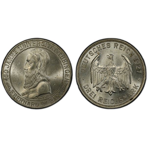 GERMANY: Weimar Republic, AR 3 reichsmark, 1927-F, PCGS MS64