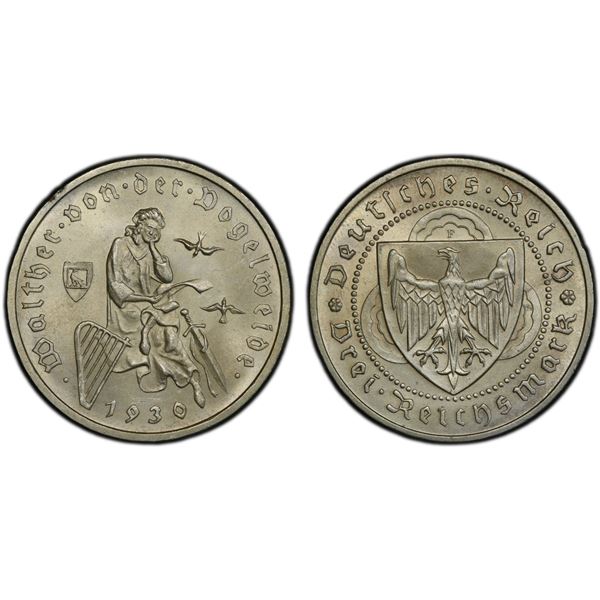 GERMANY: Weimar Republic, AR 3 reichsmark, 1929-A, PCGS MS65