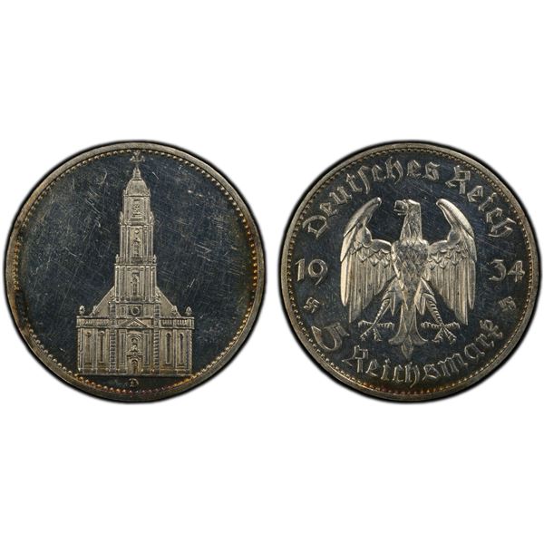GERMANY: Third Reich, AR 5 reichsmark, 1934-D, PCGS Proof 63