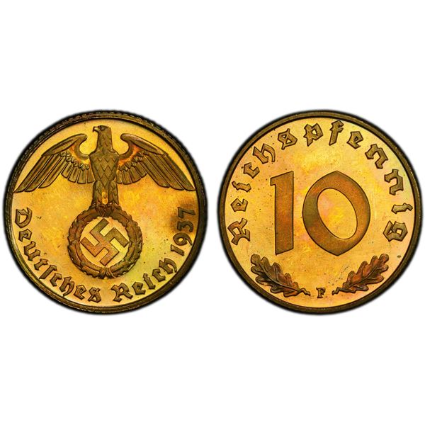 GERMANY: Third Reich, 10 reichspfennig, 1937-F, PCGS Proof 65 CAM