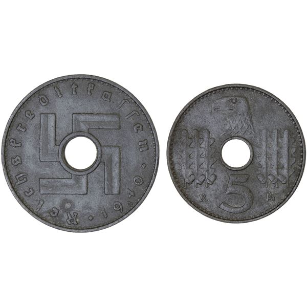 GERMANY: Third Reich, 5 reichspfennig, 1940-A, XF