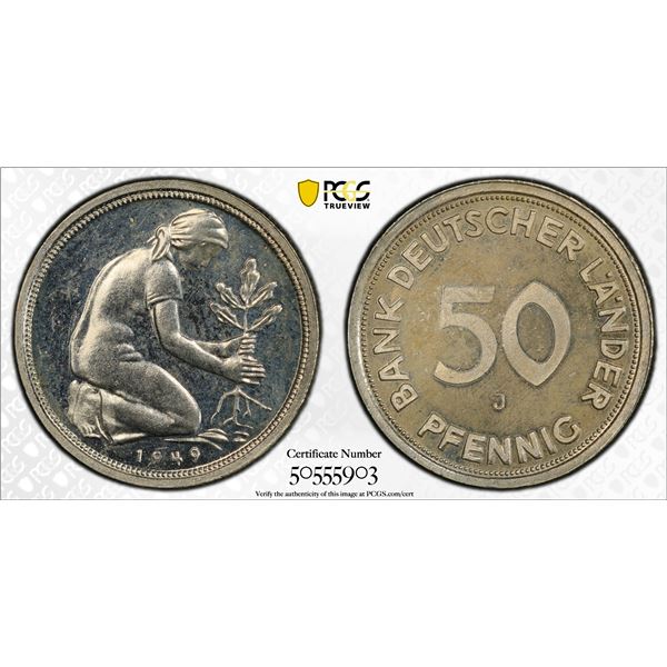 GERMANY: Federal Republic, 50 pfennig, 1949-J, PCGS Proof 65