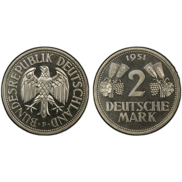GERMANY: Federal Republic, 2 deutsche mark, Stuttgart, 1951-F, PCGS Proof 66 CAM