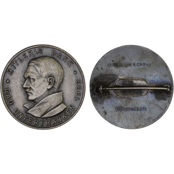 GERMANY: Third Reich, AE pinback (14.07g), 1933, AU