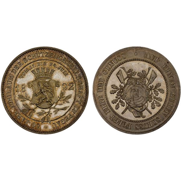 GERMANY: Kaiserreich, AR medal (11.03g), 1892, Unc