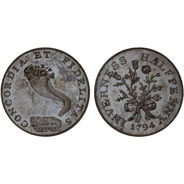 SCOTLAND: AE halfpenny token (10.10g), 1794, Choice Proof