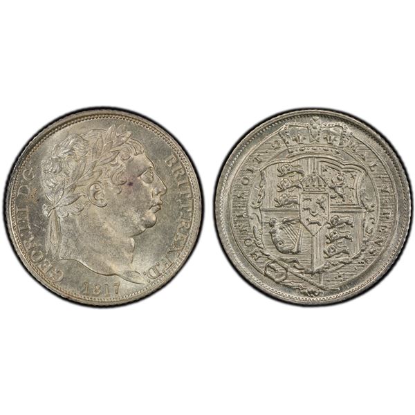 GREAT BRITAIN: George III, 1760-1820, AR 6 pence, 1817, PCGS MS64