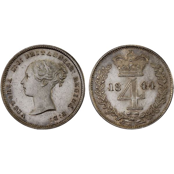 GREAT BRITAIN: Victoria, 1837-1901, AR 4 pence, 1844, Unc