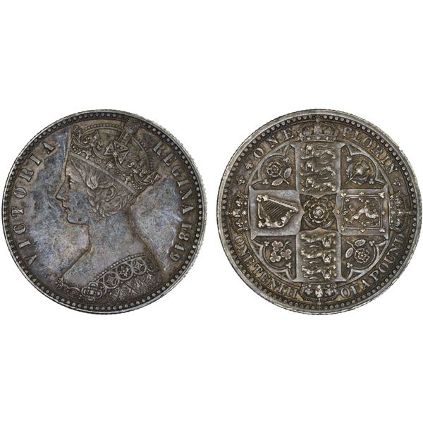 GREAT BRITAIN: Victoria, 1837-1901, AR florin, 1849, VF-XF