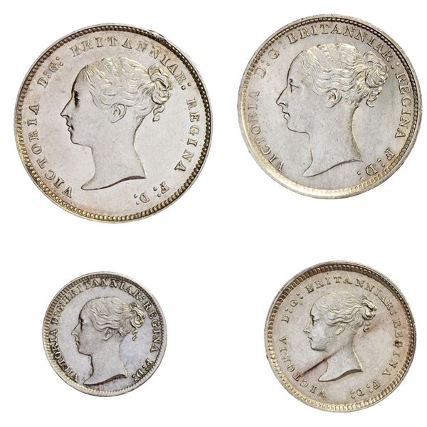 GREAT BRITAIN: Victoria, 1837-1901, AR maundy set, 1884, AU or better