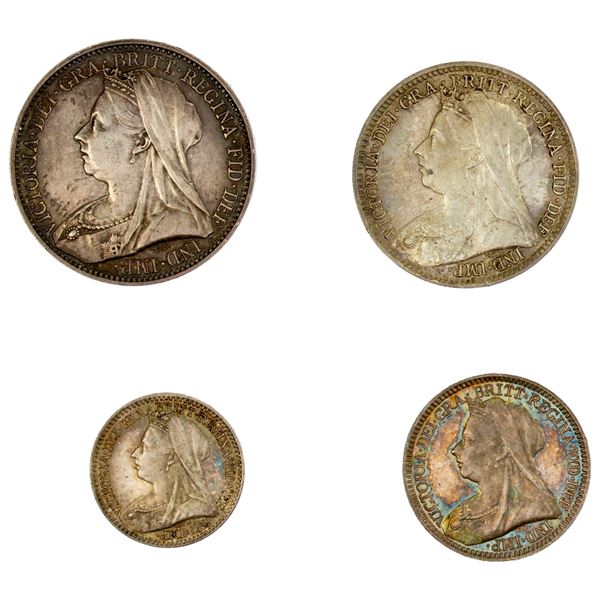 GREAT BRITAIN: Victoria, 1837-1901, AR maundy set, 1894