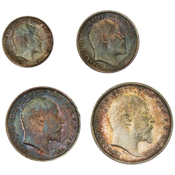 GREAT BRITAIN: Edward VII, 1901-1910, AR maundy set, 1904