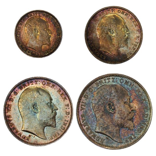 GREAT BRITAIN: Edward VII, 1901-1910, AR maundy set, 1906