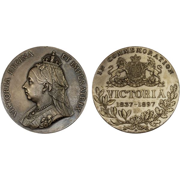 GREAT BRITAIN: Victoria, 1837-1901, AR medal (28.48g), 1897, Choice UNC