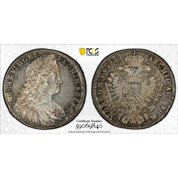 HUNGARY: Karl III, 1711-1740, AR 1/2 thaler, Kremnitz, 1739, PCGS AU53