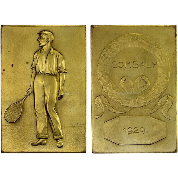 HUNGARY: Regency, AE plaque (61.74g), 1929, Unc