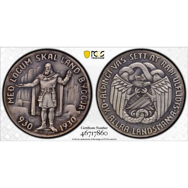 ICELAND: Christian X, 1912-1944, AR 5 kronur, 1930, PCGS MS64