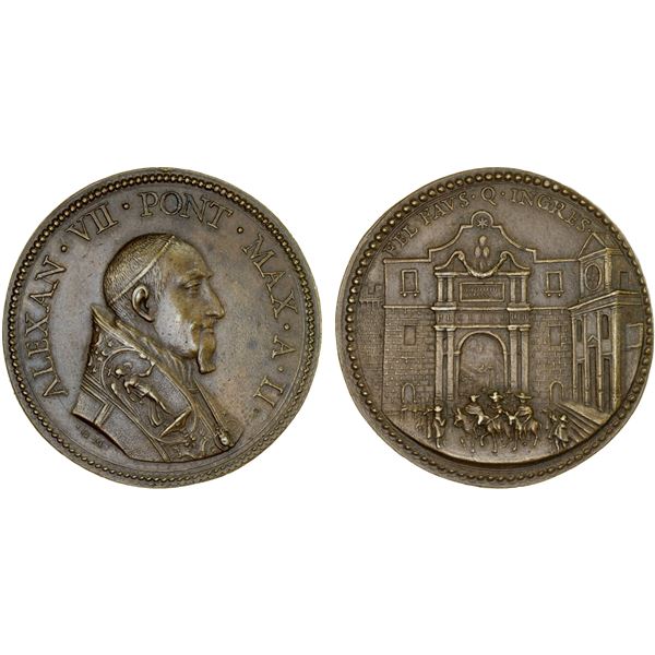 PAPAL STATES: Alessandro VII, 1655-1667, AE medal (14.86g), 1656, XF