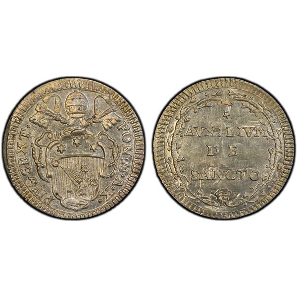 PAPAL STATES: Pius VI, 1775-1799, AR grosso, year X (1784), PCGS MS63