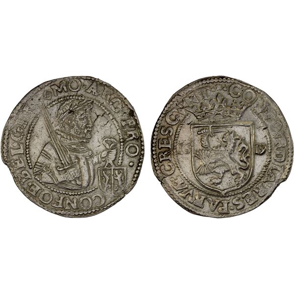 GELDERLAND: United Netherlands, AR netherlandse rijksdaalder (28.46g), 1619, XF