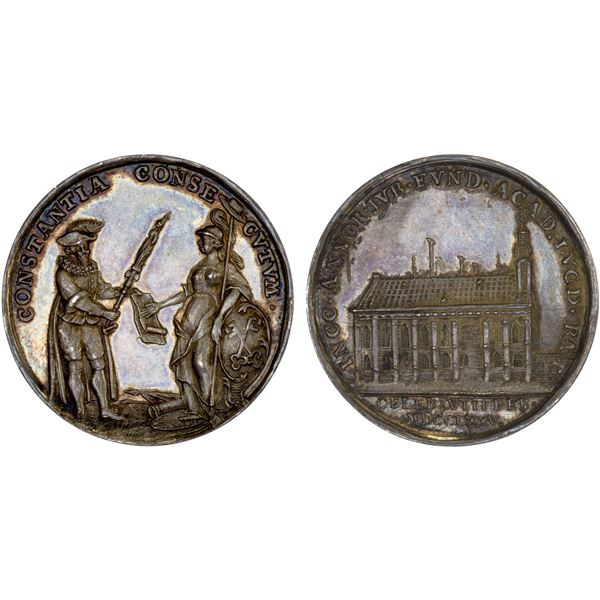 NETHERLANDS: United Netherlands, AR medal (6.94g), 1775, Unc