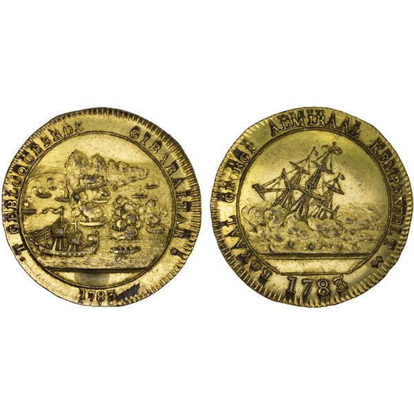 NETHERLANDS: Willem II, 1792-1849, gilt AE medal (11.19g), 1783, AU