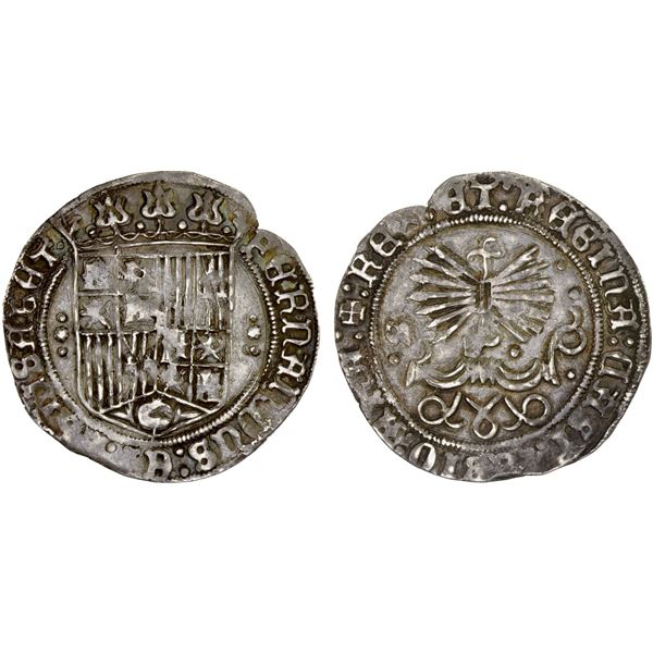 SPAIN: Fernando and Isabel, 1474-1504, AR real (3.36g), Seville, ND, F-VF