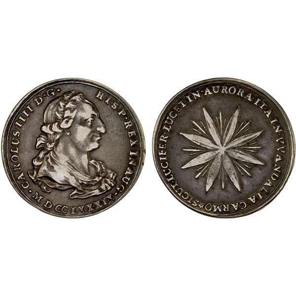 SPAIN: Carlos IV, 1788-1808, AR medalet (11.26g), 1789, F-VF
