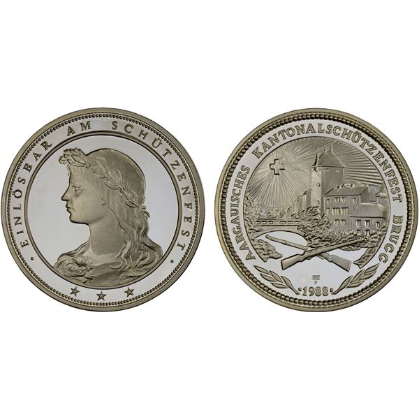 SWITZERLAND: Confederation, AR 50 francs, 1988, Choice Proof