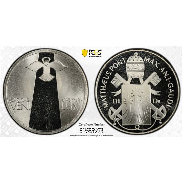 VATICAN: Mathew I, 1989, AR 3 ducati, year 1, PCGS Proof 69 DCAM
