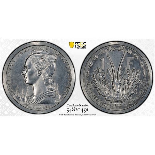 CAMEROUN: French Colony, 1 franc, 1948, PCGS Specimen 65