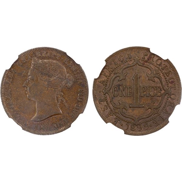 EAST AFRICA & UGANDA: Victoria, 1895-1901, AE pice, 1899, NGC AU58