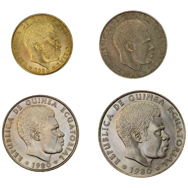 EQUATORIAL GUINEA: Republic, SET of 4 coins, 1980