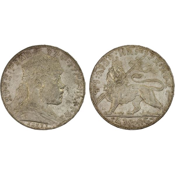 ETHIOPIA: Menelik II, 1889-1913, AR birr, EE1892 (1899-1900), XF