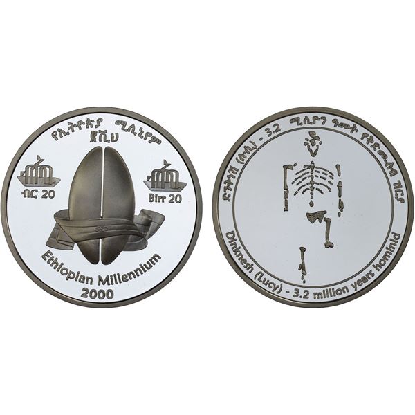 ETHIOPIA: People's Democratic Republic, AR 20 birr, EE2000 (2007), Choice Proof