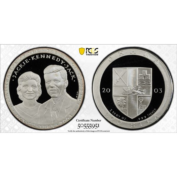 GHANA: Republic, AR 200 sika, 2003, PCGS Proof 69 DCAM