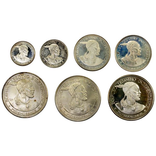 LESOTHO: Moshoeshoe II, 1966-1990, AR SET of 7 coins, 1966