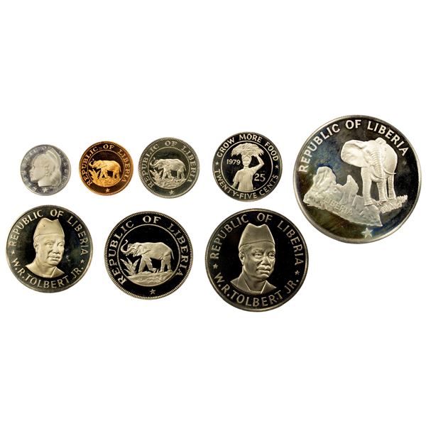 LIBERIA: Republic, SET of 8 coins, 1979-FM, Choice Proof