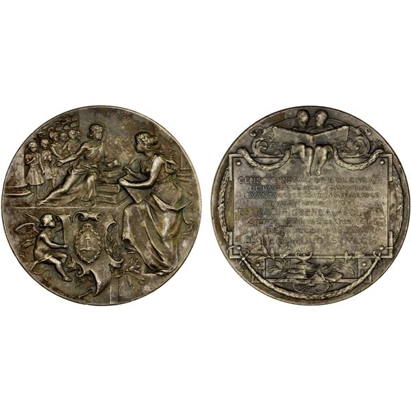 ARGENTINA: Republic, AR medal (136.7g), 1909, XF-AU