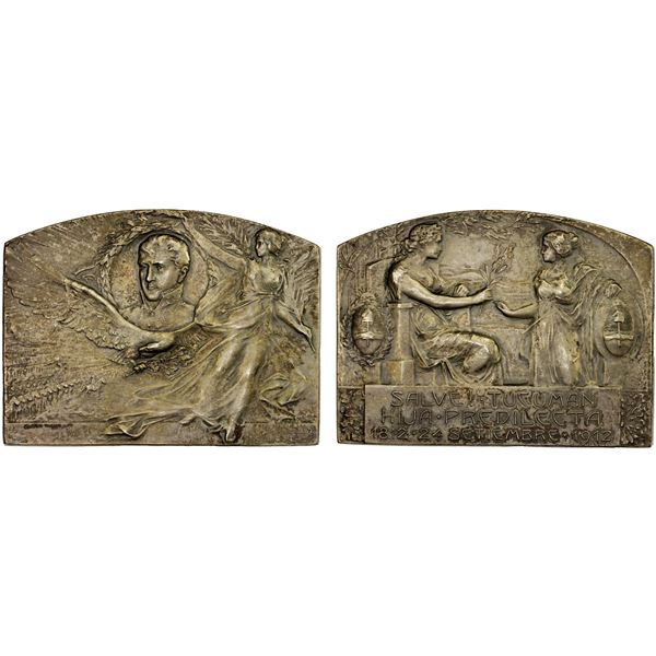 ARGENTINA: Republic, AE plaque (117.5g), 1912, XF