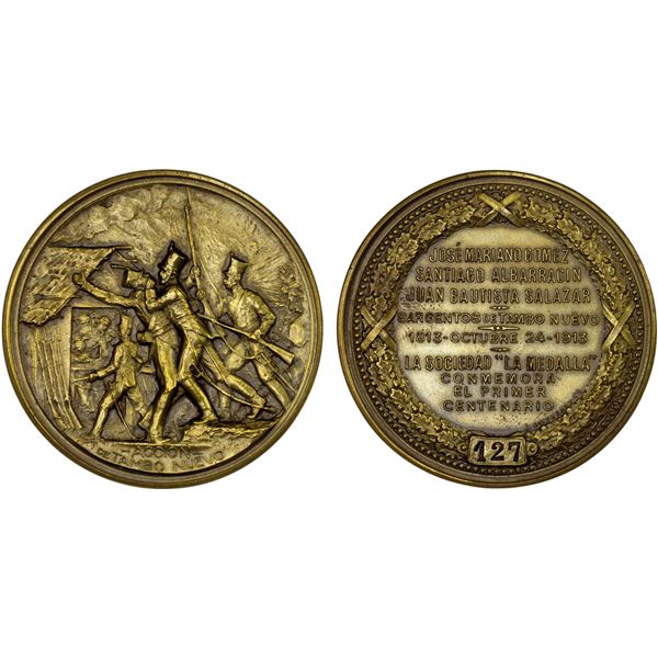 ARGENTINA: Republic, AE medal (39.97g), 1913, Choice AU