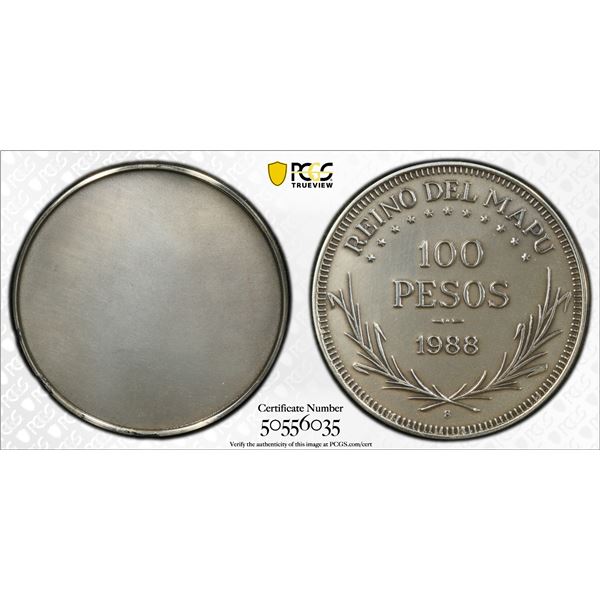 ARAUCANIA AND PATAGONIA: Felipe I, 1952-2014, 100 pesos, 1988, PCGS Specimen 65